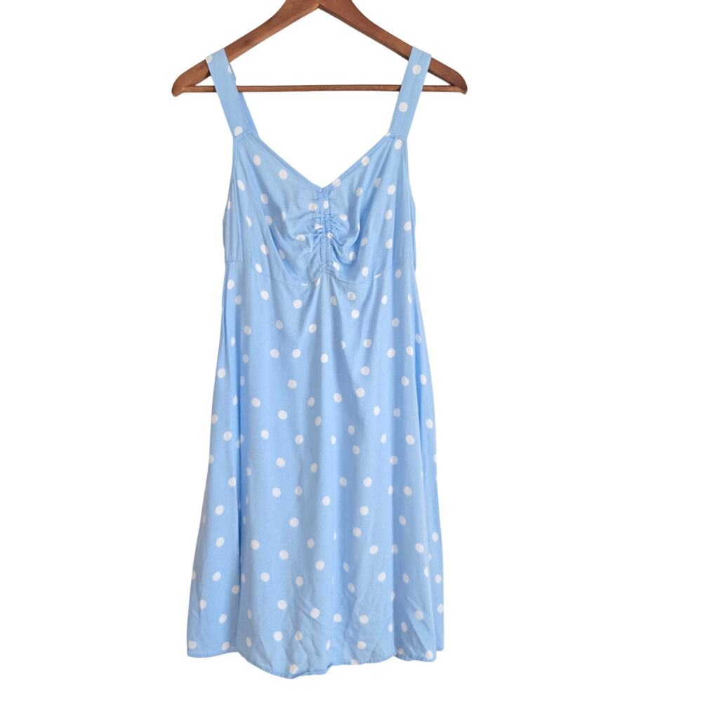 Playful Feminine Classic Lightweigth Rayon Polka Dot Dress Casual Summer Chic M